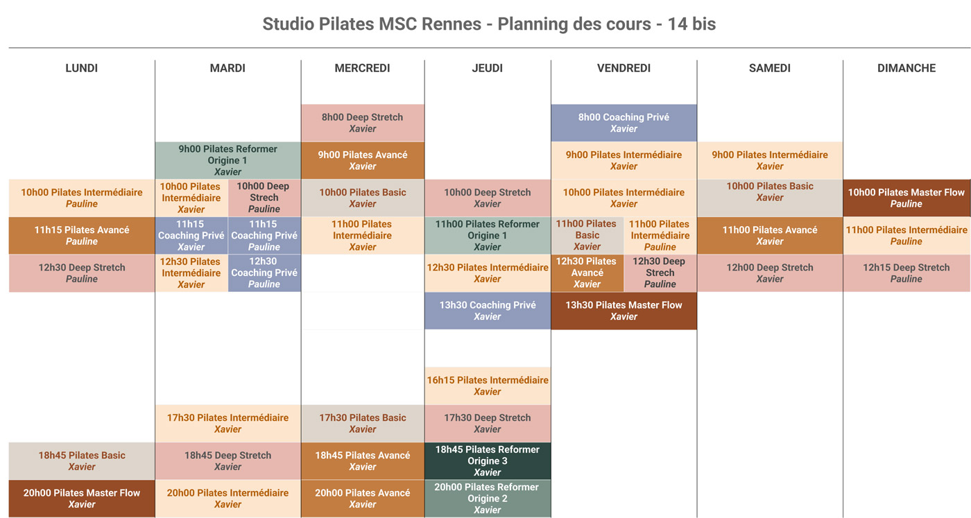 Planning MSC Pilates