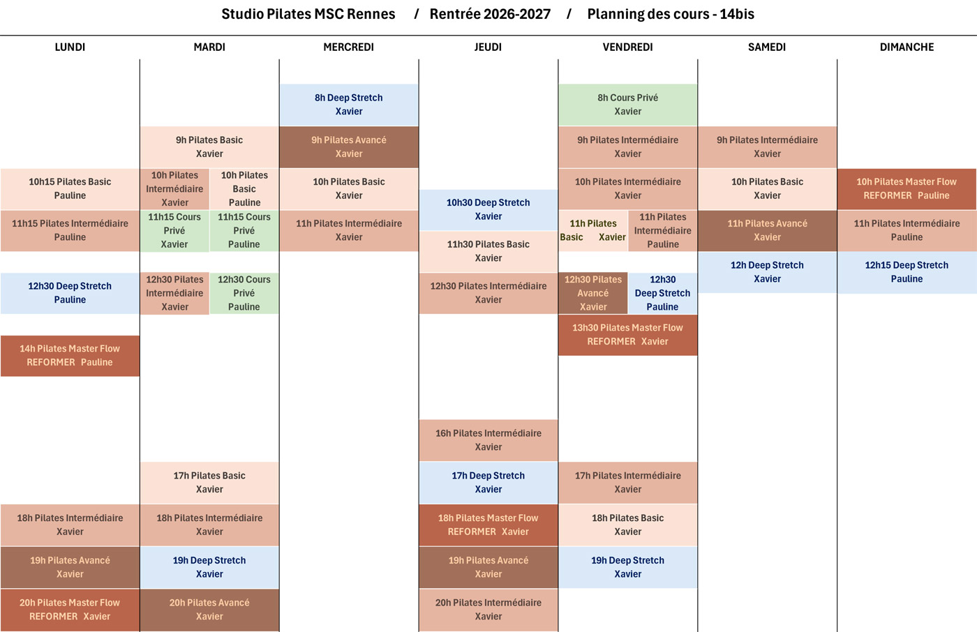 Planning MSC Pilates