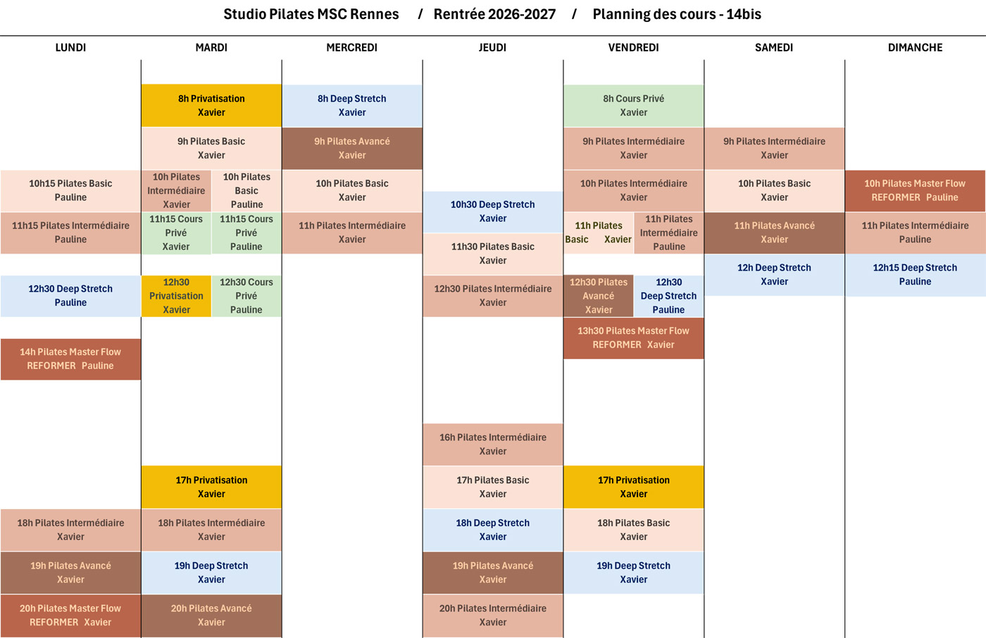 Planning MSC Pilates